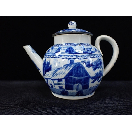 210 - AN EARLY 19th CENTURY MINIATURE PEARLWARE TEAPOT

transfer printed with deer and cottages 9.5cm high