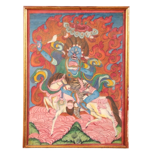 243 - TIBETAN SCHOOL, 19TH CENTURY Palden Lhama

painted on panel, against a background of flames, 34cm x ... 