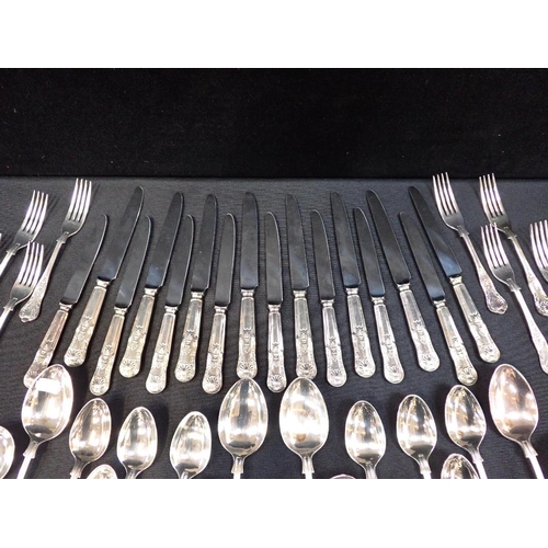 257 - A MAPPIN & WEBB SILVER-PLATED KING'S PATTERN CANTEEN

for eight, with four serving spoons (loose)