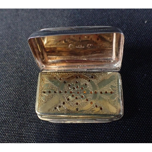 272 - AN ENGRAVED SILVER VINAIGRETTE, SIMPSON & SON

Birmingham 1809, with engraved grille