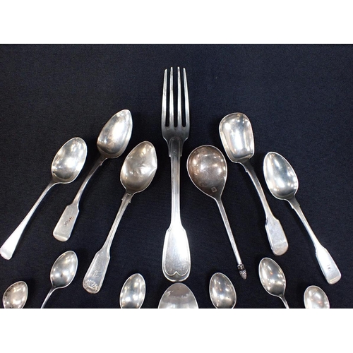 283 - A QUANTITY OF SILVER AND WHITE METAL FLATWARE

including a reproduction antique spoon by C.J. Vander... 