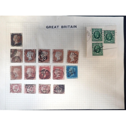 371 - A SMALL COLLECTION OF PENNY RED STAMPS

with other early stamps, and first day covers and postal his... 