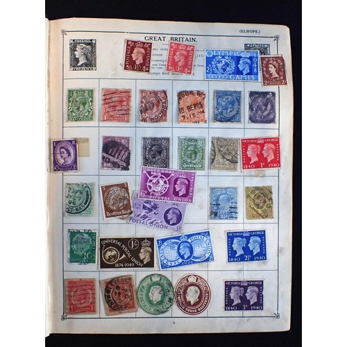 372 - AN EARLY 20TH CENTURY 'STRAND' GREEN CLOTH STAMP ALBUM

containing a mixed selection of interesting ... 