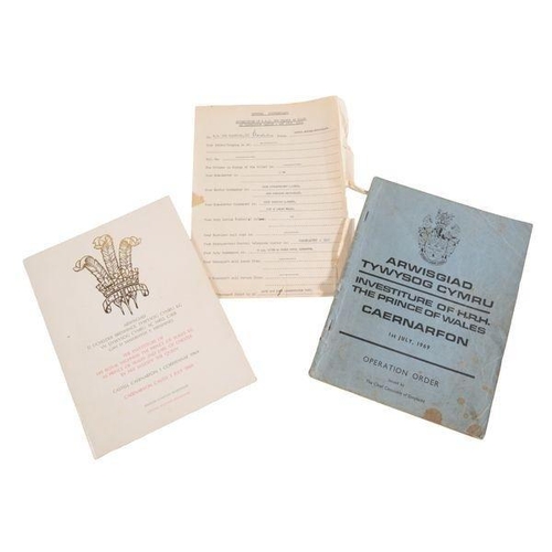 381 - HRH PRICE OF WALES INVESTITURE FROM 1969

including an official programme; a Chief Constable of Gwyn... 