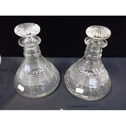 39 - A PAIR OF CUT GLASS  'SHIP' DECANTERS

with a quanity of other glass ware including Kosta Boda glass... 