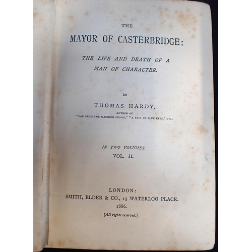 394 - THOMAS HARDY: THE MAYOR OF CASTERBRIDGE, 2 VOLS

1st ed, orig. cloth (vol I with replacement endpape... 