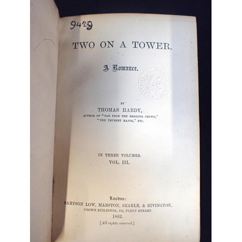 395 - THOMAS HARDY: TWO ON A TOWER, 3 VOLS

1st ed but rebound library edition, without half title pages, ... 