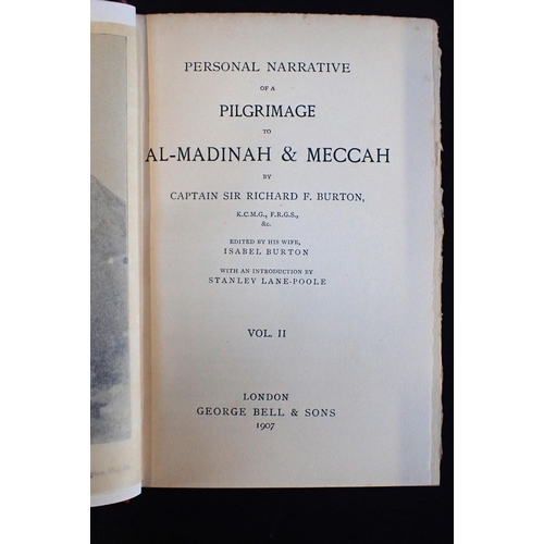 403 - RICHARD F. BURTON: PERSONAL NARRATIVE OF A PILGRIMAGE TO AL-MADINAH & MECCA

two vols, George Bell 1... 