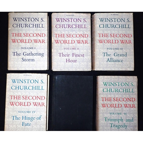 404 - CHURCHILL, WINSTON S., - 'THE SECOND WORLD WAR'

volumes I-VI, first editions 1948-1954, with dustwr... 