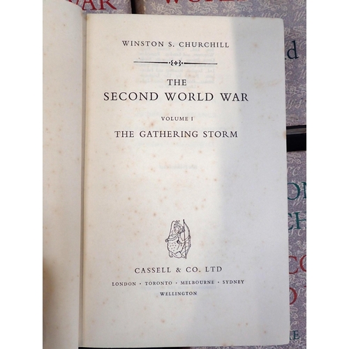 404 - CHURCHILL, WINSTON S., - 'THE SECOND WORLD WAR'

volumes I-VI, first editions 1948-1954, with dustwr... 