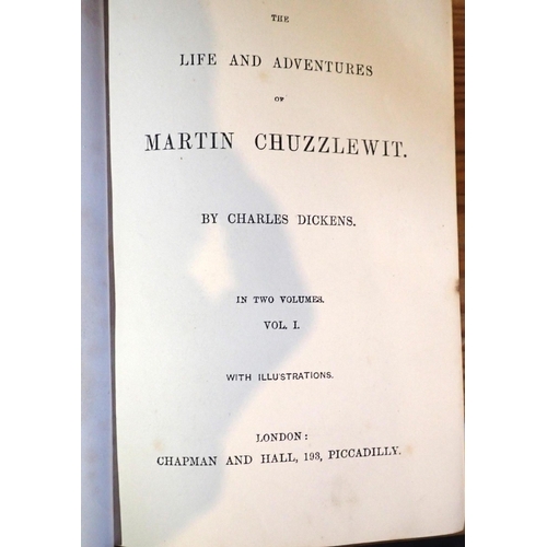413 - SETS OF DICKENS' WORKS

incomplete, leather bound, one set by Chapman and Hall, with H K Browne illu... 