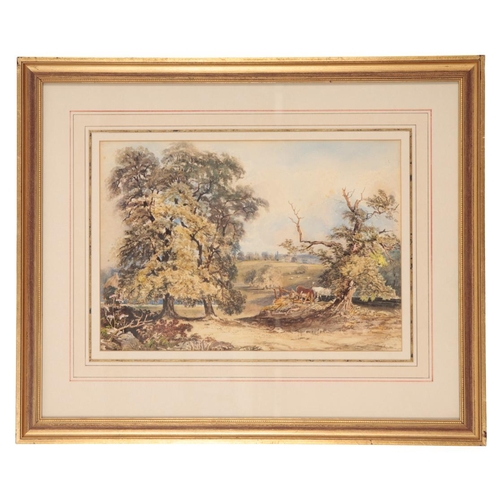 429 - ENGLISH SCHOOL, 19TH CENTURY A pair of studies of cattle in landscapes

watercolours, each 23.5cm x ... 