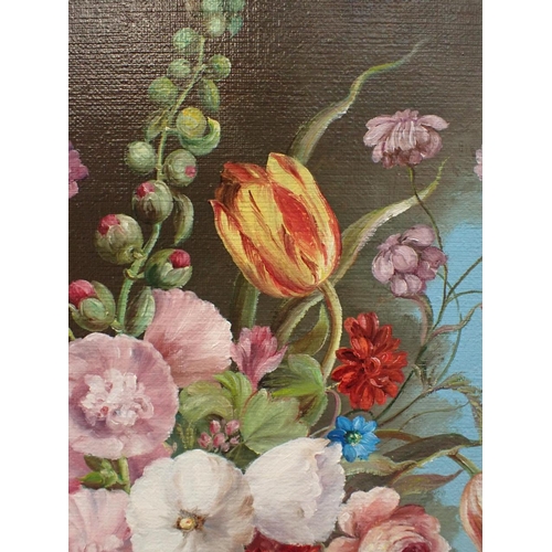 431 - JAN (20th CENTURY DUTCH), Still life vase of flowers,

signed, oil painting, canvas 60cm x 75cm, gil... 