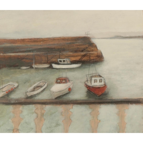 440 - *STEPHANIE DEES (b. 1974) 'Boats at rest'

signed lower left, mixed media on board, 17cm x 20cm

38.... 