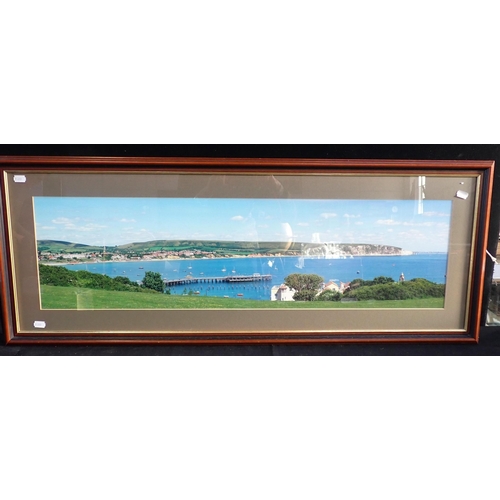 457 - KEN AYRES

A panoramic photograph of Swanage, Dorset, contemporary, a set of framed Albert Manatjira... 