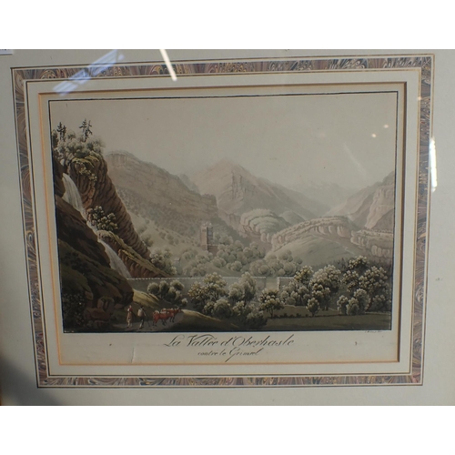 503 - A PAIR OF EARLY 19th CENTURY AQUATINTS; 'La Vallee d'Oberhasle'

and 'Vue du Chateau de Ringgenberg'... 