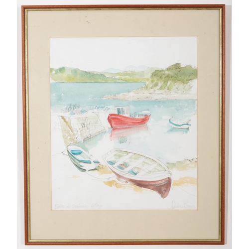 520 - *PENELOPE BURNS (20th Century) Boats at Streedagh, Co. Sligo'

signed and titled in pencil, ink and ... 