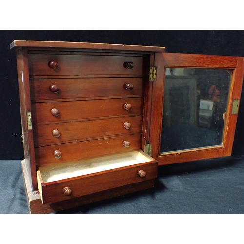 89 - A 19th CENTURY MAHOGANY COLLECTOR'S CABINET

six glass-topped drawers enclosed by a glazed door 38cm... 