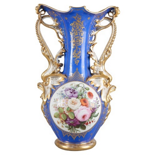 10 - A LARGE 'PARIS' PORCELAIN VASE

19th century, painted to one side with figures in a pastoral setting... 