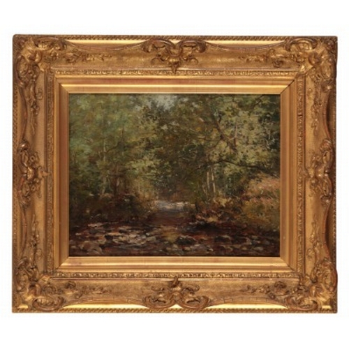 107 - JOSEPH MORRIS HENDERSON (1863-1936) A woodland stream

signed lower left, oil on canvas, 36cm x 46cm