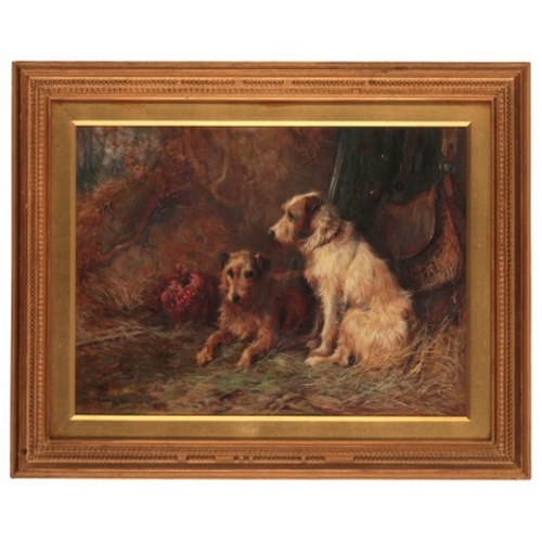 108 - PHILIP EUSTACE STRETTON (c.1863-c.1930) Two terriers waiting patiently at the foot of a tree

signed... 