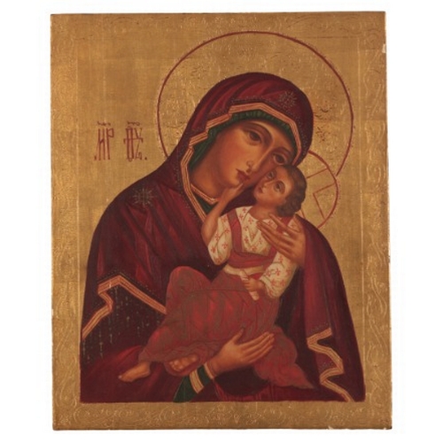 121 - EASTERN ORTHODOX SCHOOL, 20TH CENTURY An 'Eleusa' or 'Virgin of Tenderness' Icon

signed 