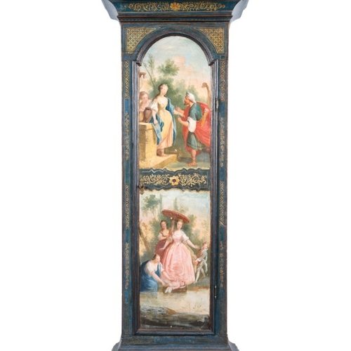 203 - A GEORGE III POLYCHROME PAINTED LONGCASE CLOCK BY WILLIAM MASON OF LONDON

the eight day two train m... 