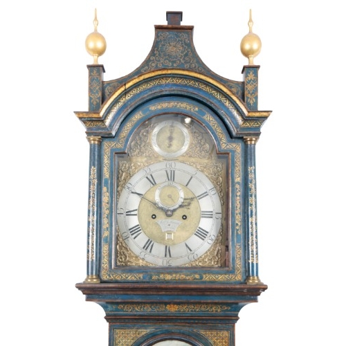 203 - A GEORGE III POLYCHROME PAINTED LONGCASE CLOCK BY WILLIAM MASON OF LONDON

the eight day two train m... 