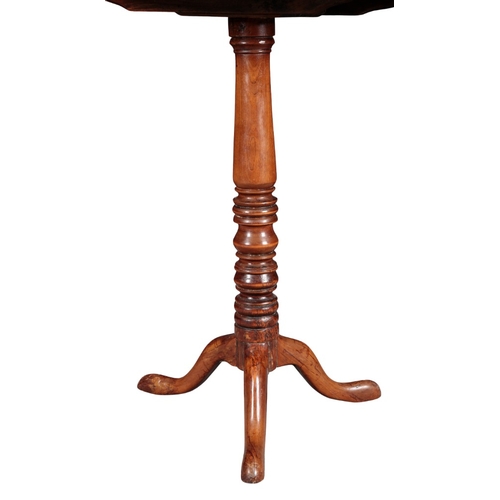 235 - A FRUITWOOD TRIPOD TABLE

late 18th/early 19th century, the circular top on a turned stem with cabri... 