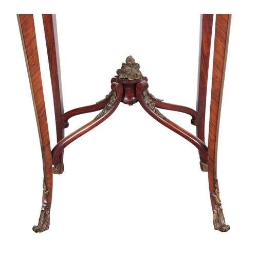 241 - A LOUIS XV STYLE KINGWOOD, MARQUETRY AND GILT METAL MOUNTED OCCASIONAL TABLE

the oval top inlaid wi... 