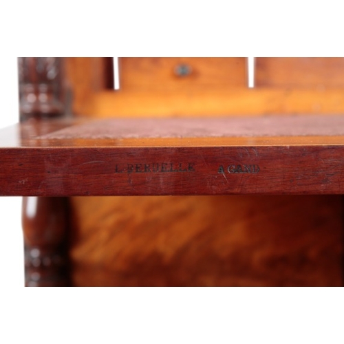 244 - A BELGIAN MAHOGANY SECRETAIRE A ABBATANT STAMPED L. DERUELLE A GAND

early 19th century, the grey ma... 