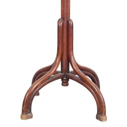 247 - AN EDWARDIAN BENTWOOD COAT AND HAT STAND

with eight scrolled branches, on a quadruped base, 200cm h... 