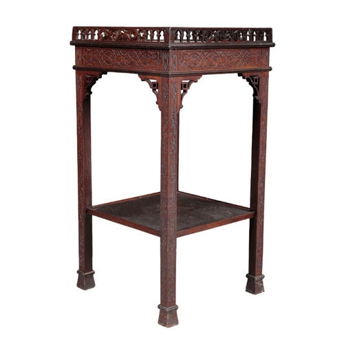 252 - A GEORGE III STYLE MAHOGANY OCCASIONAL TABLE IN THE MANNER OF THOMAS CHIPPENDALE

the square top wit... 