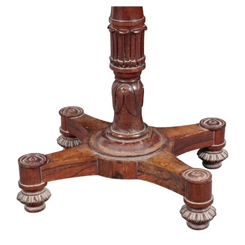 258 - A WILLIAM IV ROSEWOOD OCCASIONAL TABLE IN THE MANNER OF GILLOWS

the rectangular top with exotic woo... 