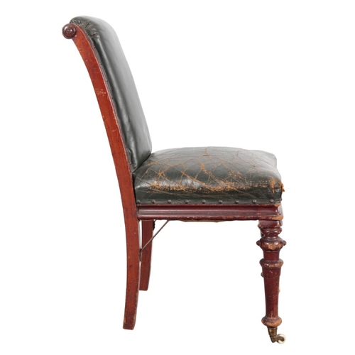 267 - A VICTORIAN WALNUT SIDE CHAIR IN THE MANNER OF JAMES LAMB (1817-1902)

with leather covers, the back... 