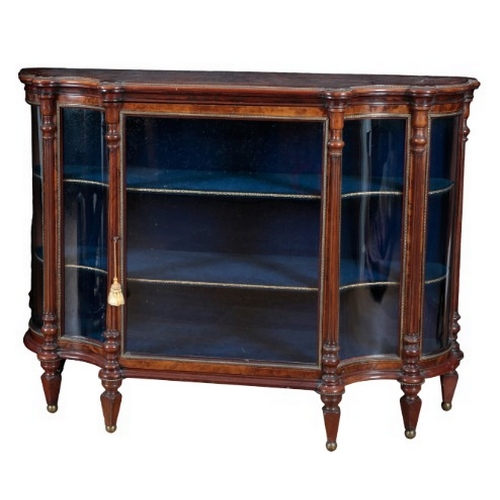 272 - A VICTORIAN WALNUT AND GILT METAL MOUNTED CREDENZA

with a glazed cupboard door opening to a shelved... 