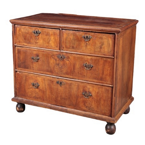 277 - A QUEEN ANNE WALNUT CHEST OF DRAWERS

early 18th century and later, with two short and two long draw... 