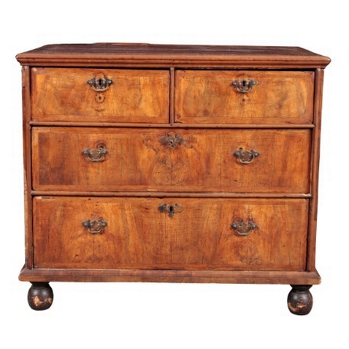 277 - A QUEEN ANNE WALNUT CHEST OF DRAWERS

early 18th century and later, with two short and two long draw... 