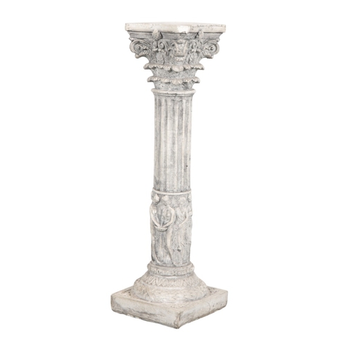 289 - A NEOCLASSIC COLUMNAR PLINTH

20th century, the composite capital over a fluted stem with a processi... 