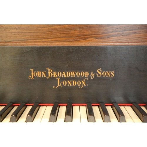 291 - A VICTORIAN ROSEWOOD GRAND PIANO BY JOHN BROADWOOD & SONS

with reeded mouldings, on four panelled a... 