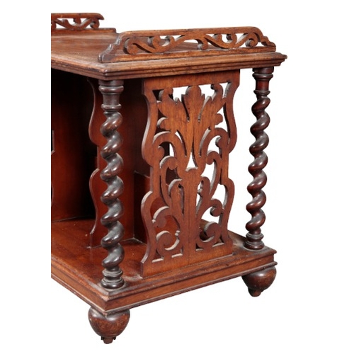 303 - A VICTORIAN WALNUT CANTERBURY

on spiral supports with pierced foliate carved ends, on bun feet and ... 