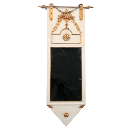 317 - A WHITE PAINTED AND PARCEL GILT PIER MIRROR BY PALLADIO

Italian, 20th century, the rectangular plat... 