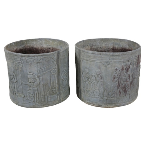 324 - A PAIR OF LEAD PLANTERS

19th century, the exteriors decorated in relief with figural scenes set in ... 