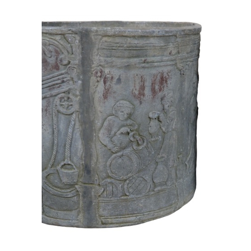 324 - A PAIR OF LEAD PLANTERS

19th century, the exteriors decorated in relief with figural scenes set in ... 