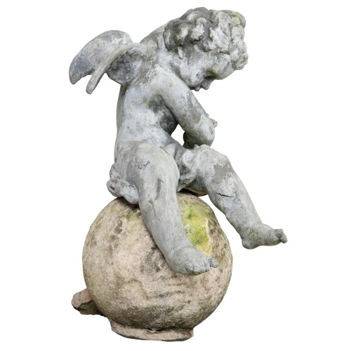 327 - A PAIR OF LEAD 'BACCHANALIAN' CHERUBS

19th century, both figured holding grapes and drinking vessel... 