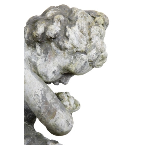 327 - A PAIR OF LEAD 'BACCHANALIAN' CHERUBS

19th century, both figured holding grapes and drinking vessel... 