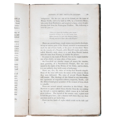 348 - CATTON, REV. JAMES: 'THE HISTORY AND DESCRIPTION OF THE SHETLAND ISLANDS'

8vo, printed and publishe... 