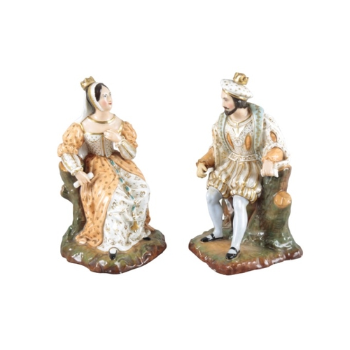 37 - TWO SIMILAR PORCELAIN FIGURAL SCENT BOTTLES BY JACOB PETIT

both marked 'J. P.' to the base, modelle... 