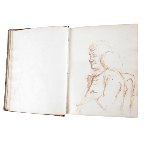 407 - AN 18TH CENTURY SKETCH BOOK

the half leather bound volume containing numerous portrait and landscap... 