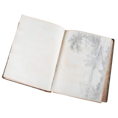 407 - AN 18TH CENTURY SKETCH BOOK

the half leather bound volume containing numerous portrait and landscap... 